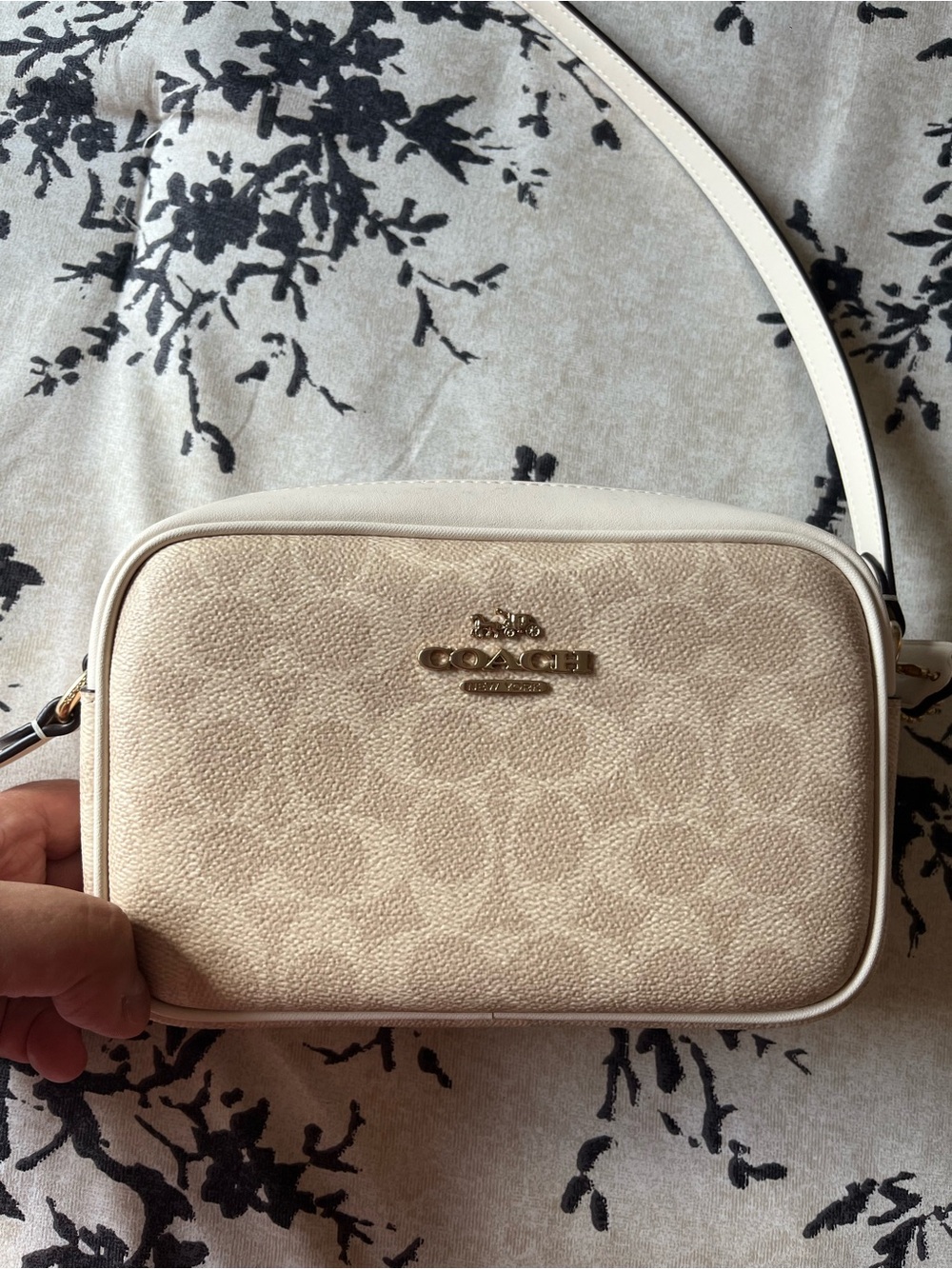 Coach Chalk/Tan Signature Pebble Crossbody Bag
